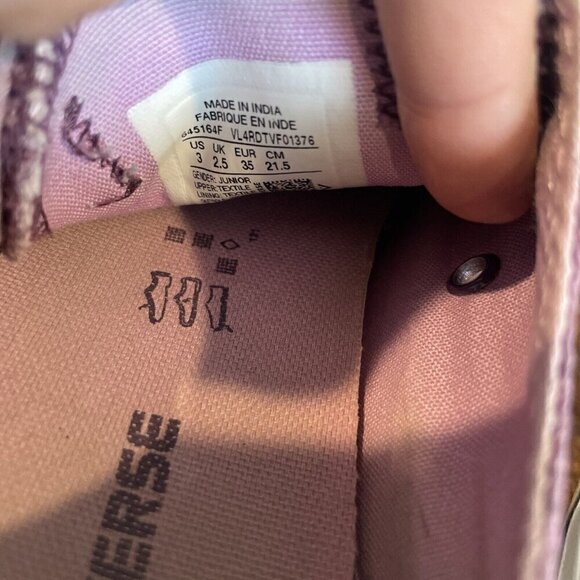 Converse All Star girls Junior Size 3 Low Top Purple Glitter Shoes Double Tongue - Picture 8 of 10